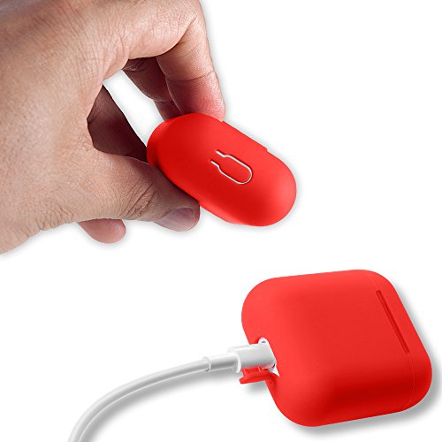 AirPods Case Protective  FRTMA Silicone Skin Case with Sport Strap for Apple AirPods  Red