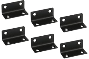 FEEIMOL 6 Pezzi Squadrette Angolari Acciaio Inossidabile Staffa Angolare Retto Supporti Angolo 90 Gradi L Forma Staffe per Fissaggio Legno Mobili Armadietto Tavolo Sedia Nero 27x60mm