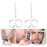 Nose Scissors Rounded Stainless Steel Safety Nasal Scissors for Moustache, Beard, Facial Hair, Eyebrow, Dog Hair Trimming - for Unisex Men and Women (2 Piece)