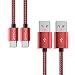 Produktbild EVOMIND USB Typ C Kabel [2x2M] Schnellladekabel 3A & Datenkabel - USB C Ladekabel Nylon Geflochtene für Samsung Galaxy S10/S9/S8/ Note 10/9, Xiaomi Redmi Note 7/ Mi 9, Huawei P30/P20, usw - 2x2M Rot