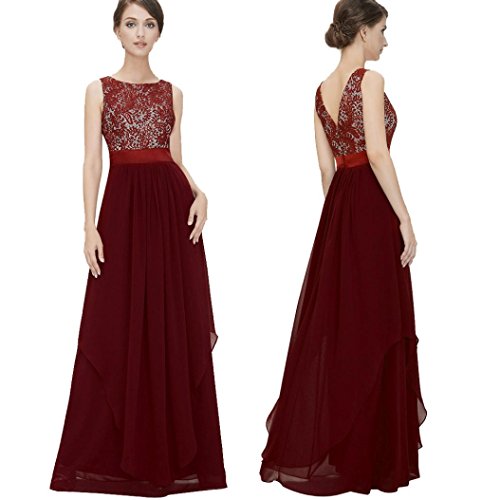 Preisvergleich Produktbild Cocktailkleid,DOLDOA Frauen O-Ausschnitt Rückenfrei Bodenlang Partei Kleid Abendkleider (EU: 40, Rot,O-Ausschnitt Rückenfrei Cocktailkleid)
