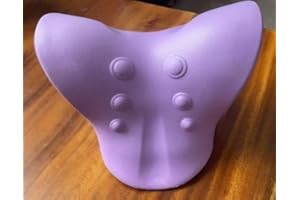 ONE SHOP DI BRACALENTE PIERO Dispositivo di rilassamento della trazione cervicale per sollievo dal dolore di collo e spalle, allineamento della colonna cervicale, cuscino chiropratico, allungamento del collo, nero (VIOLA)