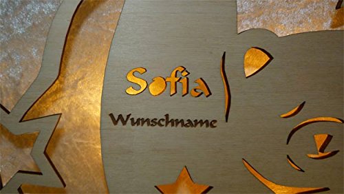 Taufgeschenke von Schlummerlicht24 Nachtlicht „Mondtraum Teddy Lampe“ mit Name nach Wunsch, LED-Lampe für das Kinderzimmer oder das Babyzimmer, ideal als Taufgeschenk oder als Geschenk zur Geburt, handgemacht - 5