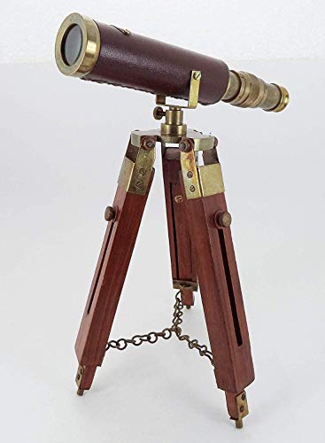 Shiv Shakti EnterprisesBrass Antique Nautical Floor Standing Telescope With Adjustable Wooden Tripod