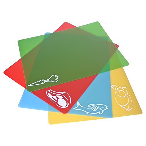 LUPO Flexibles Farbcodiertes Schneidebrett 4 Besondere 38cm x 28cm Matten Utensil Set Spülmaschinenfest und Keimfrei Antibakteriell - 2