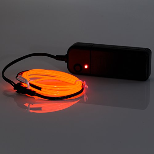 B-right 5m Neon Beleuchtung EL Wire EL Kabel für Weihnachten, Partys,Halloween Kostüm, Auto Fahrrad beleuchtet flexibles Streifen, Rot - 2