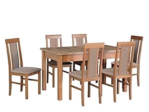 Mirjan24 Esstisch mit 6 Stühlen DM18, Esstischgruppe, Tischgruppe
