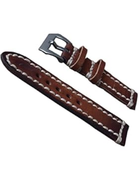 24mm braun Luxus hervorragende Handarbeit Vintage-Leder-Uhrenarmband Ersatz für Männer gegerbten Leder