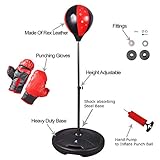 Denny International Kids Children Adjustable Height Free Standing Junior Boxing Punch Ball With Punching Gloves Set
