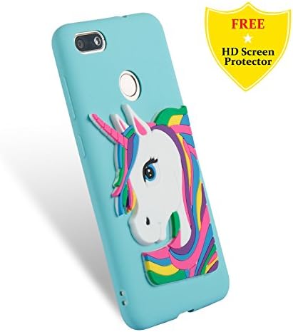Huawei Enjoy 7 Case + Free HD Screen Protector,idatog® 3D Cute Cartoon Unicorn Design Soft Silicone Gel Skin Cover Case Flexible TPU Creative Case Bumper Shockproof Anti-Scratch Protective Back Cover For Huawei Enjoy 7 (Green)
