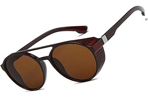 PINKLADY Steampunk Side Mesh Round Circle Retro Vintage Punk Men Sunglasses Goggle Shade