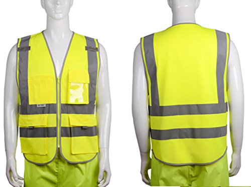 Panegy Reflektierende Weste Sicherheitsweste mit Taschen – Neon gelb Größe XL - 4
