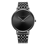 BURKER Nancy – Damenuhr Schwarz | 38mm Schwarze Uhr für Damen mit Ziffernblatt in Black | Frauen Quarz Armbanduhr wasserdicht (30M) | Kleines Flaches Watch Gehäuse – Uhren Armband inklusive