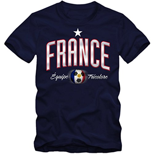 Herren Fußball T-Shirt France Frankreich Soccer Football EM Trikot, Farbe:dunkelblau;Größe:XXXL