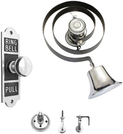 House of Brass Traditional Butlers Bell & Shaped Chrome/Black Pull With Nylon Cord