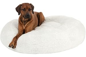 ZOOPLUS Original Hundebett Flocke | mit viscoelastischen Flocken | sehr weich und gemütlich | Nestchen für Hunde | waschbar mit Reißverschluss | Farbe: weiß (Durchmesser: 90cm x Höhe: 20cm)