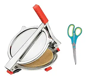Vessel Crew Combo of Stainless Steel Puri/Roti Maker Press and Kitchen Scissor