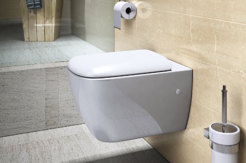 Edle Design Toilette / Hänge WC Aachen375, mit Silent Close Absenkautomatik, - 2