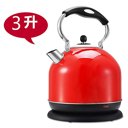 MDL Bouilloire, bouilloire lectrique, grande capacit, mise hors tension automatique, pot en acier inoxydable 304 (Couleur : Red, taille : 3L)