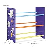 Relaxdays Kinderregal FUNNY Weltraum-Motiv, Aufbewahrungsregal, 9 faltbare Stoff-Boxen, HxBxT: ca. 63 x 65 x 30 cm, lila - 3