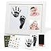 Produktbild Lenbest Baby Handabdruck und Fußabdruck Gipsabdruck Set, Bilderrahmen Baby Abdruck für Neugeborene mit 1 Sauberes Touch Tinte Pad, 1 Geschenk-Box, 2 Druckkarten, 2 Aufkleber mit Insgesamt 32 Mustern
