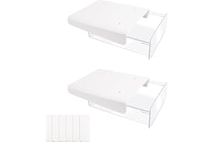 JUMRHFAN 2 pcs sous les tiroirs de bureau, tiroir à crayons suspendu auto-adhésif, pop-up auto-adhésif caché sous la boîte de rangement de bureau Organisateur de bureau Tiroir Plateau pour bureau (blanc)