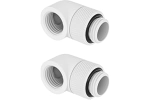 GREENDRACAENA Dracaena 2 Pack G1/4" Thread Male to Female Extender Fitting, 90° Rotary Enhance Multi-Link Adapter Fitting for Computer Water Cooling System, White