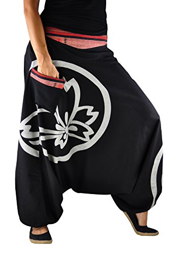 virblatt Haremshose mit traditionellen Webereien UNISEX Einheitsgröße S - L Aladinhose mit Lotusblumenmuster alternative Kleidung- Besonders