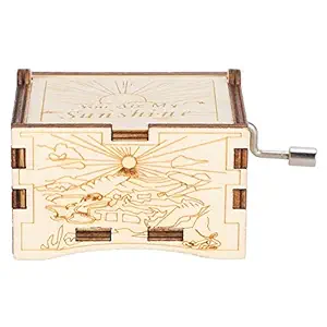 Wooden Music Box, Vintage Hand Cranked Musical Box You are My Sunshine Carved Hand Crank Musical Box Birthday Christmas