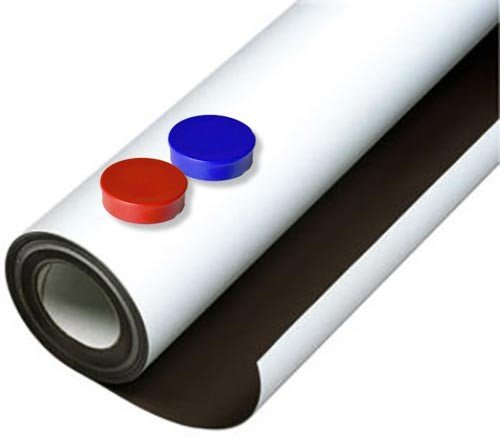 Eisenfolie Ferrofolie selbstklebend weiß matt - 0,8mm x 50cm x 100cm - mit Premium-Kleber, flexibler Haftgrund für Magnete