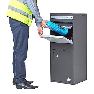 Smart Parcel Box - Boîte aux lettres / colis Large Gris foncé à accès frontal et arrière en acier