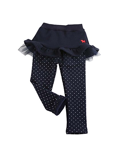 Warm Set of Leggings And Skirt Winter Baby Girl Double Skirt Leggings Blue 100cm