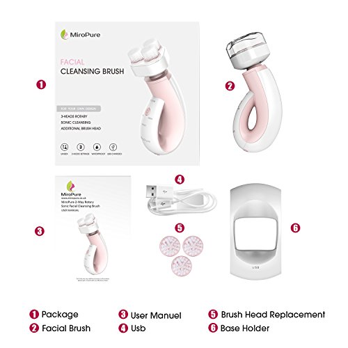 MiroPure Sonic Bürste zur Gesichtsreinigung Reinigungsbürste Gesichtsbürste mit 3 Geschwindigkeiten und 1 kostenlosem Bürstenkopf als Ersatz - 9