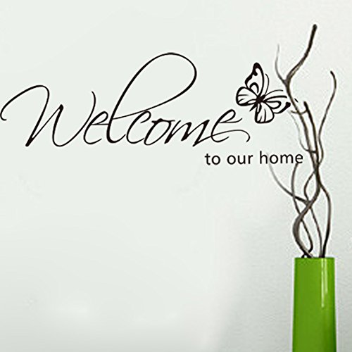 WELCOME TO OUR HOME Zitat Abziehbild Vinyl Wörter Aufkleber Rebe Kunst Wandaufkleber für Kindergarten Zuhause Dekoration (Herzlich Willkommen) - 2