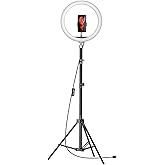 Amazon Basics LED Ring Light (12-inch) with Hot Shoe Adapter, Stand & Cameras, and 3 Temperature Modes