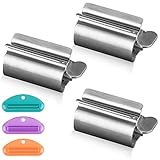 WXJ13 3 Pieces Metal Toothpaste Tube Squeezer, Stainless Steel Toothpaste Squeezer Rollers, Toothpaste Seat Holder Stand Saves Toothpaste, Creams & More for Bathroom