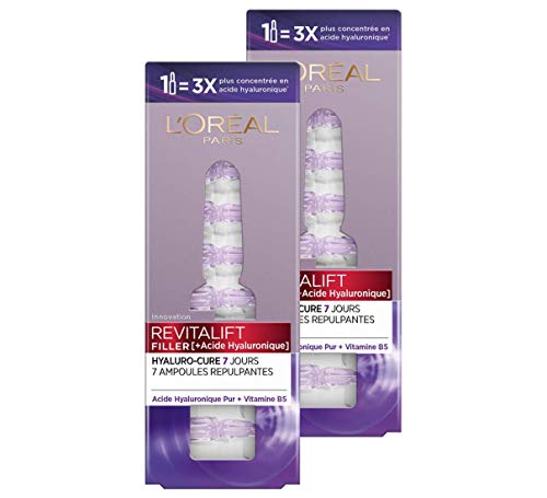 L'Oréal Paris - Ampoules repulpantes - Cure de 7 Jours - Revitalift filler - Concentré en Acide Hyaluronique Pur - Lot de 2