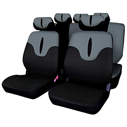 XY COOL Set Completo di Coprisedili per Auto Macchina Seat Cover Universali Protezione per Sedile di Poliestere - Set Completo di 9 (Grigio)