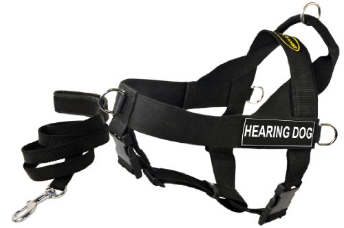 Dean-and-Tyler-Bundle-One-DT-Universal-Harness-Hearing-Dog-Small-24-27-One-Padded-Puppy-Leash-6-Feet-Stainless-Steel-Snap-Black