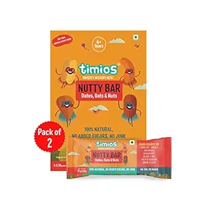 Timios Nutty Bar | Healthy Snack for Kids | Natural Energy Food Product for Toddlers | Nutritious and Ready to Eat | Children 4+ Years | Pack of 8