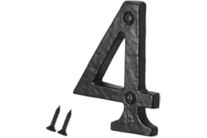 SISI UK® Black Cast Iron Numbers Front House Door Numbers with Antique Finish 3'' with Screws (Number 4)