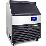 SucceBuy 170KG par 24H Machine à Glaçons Professionnelle 8X18 Cubes Machine à Glaçons Automatique Commercial Ice Maker