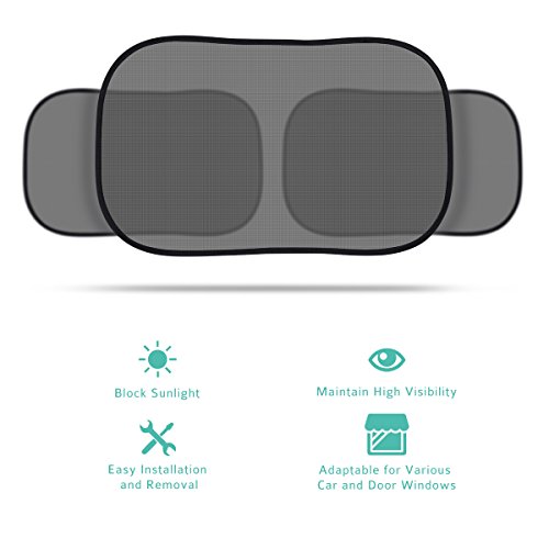 TopElek 3er-Pack Sonnenblenden für Autoscheiben Auto Sonnenschutz Selbsthaftende Sonnenblenden für Seiten- und Heckscheibe Schutz vor schädlichen UV-Strahlen Baby Autosonnenschutz