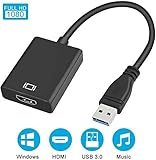 USB to HDMI Adapter, USB 3.0 to HDMI Full HD 1080P (Male to Female) Video and Audio Multi-Display Converter Compatible with Windows 7/8/10(NO MAC & VISTA)