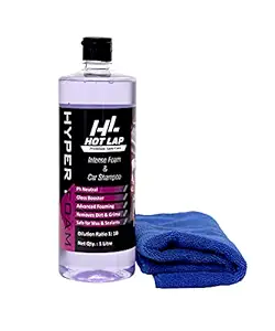 Hotlap's HYPERFOAM | Intense Foam & Car Wash Shampoo | Advanced Foaming | Supreme Cleaning Power | Innovative Auto Wash | Recommended For Auto Care & Detailing | Free Microfibre Towel | (1 Ltr)