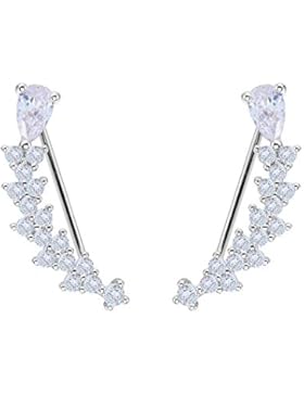 EVER FAITH® 925 Sterling Silber Cubic Zirkonia Ohrstecker Rebe Form Cuff Wrap Hook Ohrringe