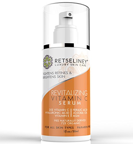 Retseliney Best Revitalizing Vitamin C Serum for Face, Anti Aging & Anti Wrinkle Serum, Repairs Sun Damage, Skin Discoloration, 20% C Serum for Skin & Eyes + Vegan Hyaluronic Acid & Vitamin E