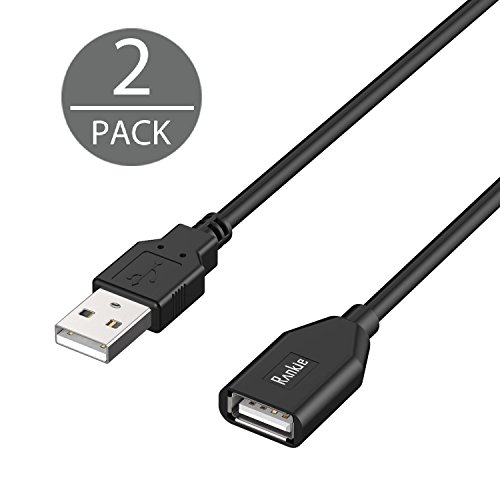 USB Verlängerungskabel, Rankie 2-Pack 0.9m USB 2.0 Extension Kable – A-Stecker auf A-Buchse (Schwarz) – R1330 - 2