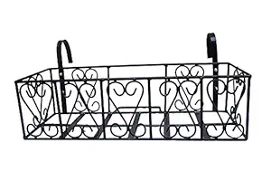 Zain Decor Home Decorative Metal Railing Planter Stand for Plants, Balcony, Garden, Home Decoration -Black (Design-1)