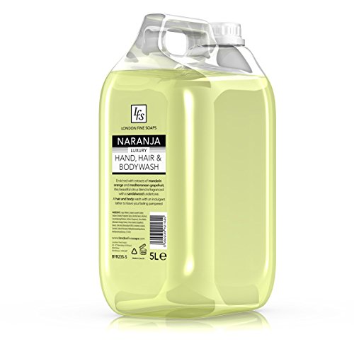 London Fine Soaps BYR235-5 - Pack de 2 botellas de 2 en 1 champú y gel de ducha, fragancia de naranja, 2 x 5 l